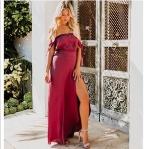VICI Infinity Burgundy Off Shoulder Maxi Dress